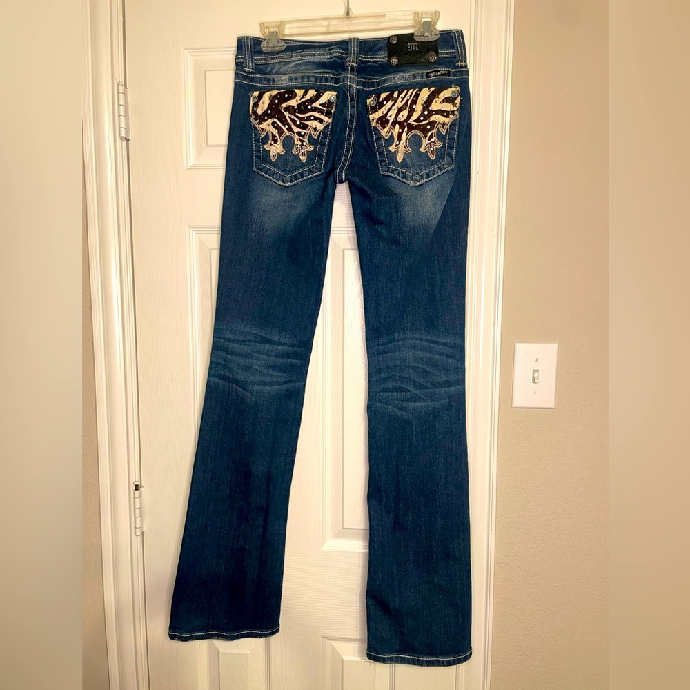 MissMe Cow hide Crystal Boot cut Jeans JW5193B